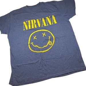 NIRVANA Short Sleeve Band Tee‎ Shirt Blue Size Large??